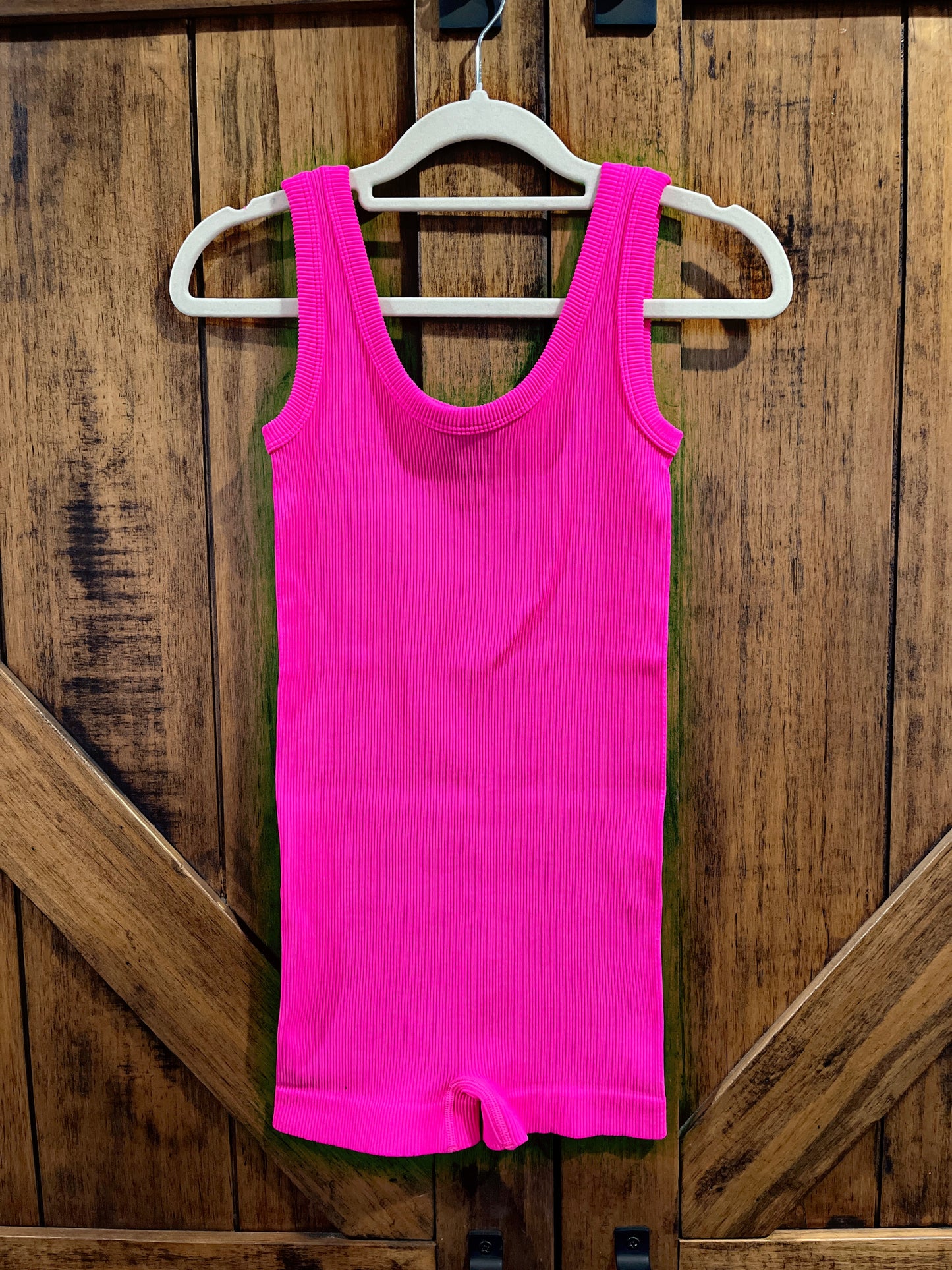 Hot Pink Ribbed Unitard