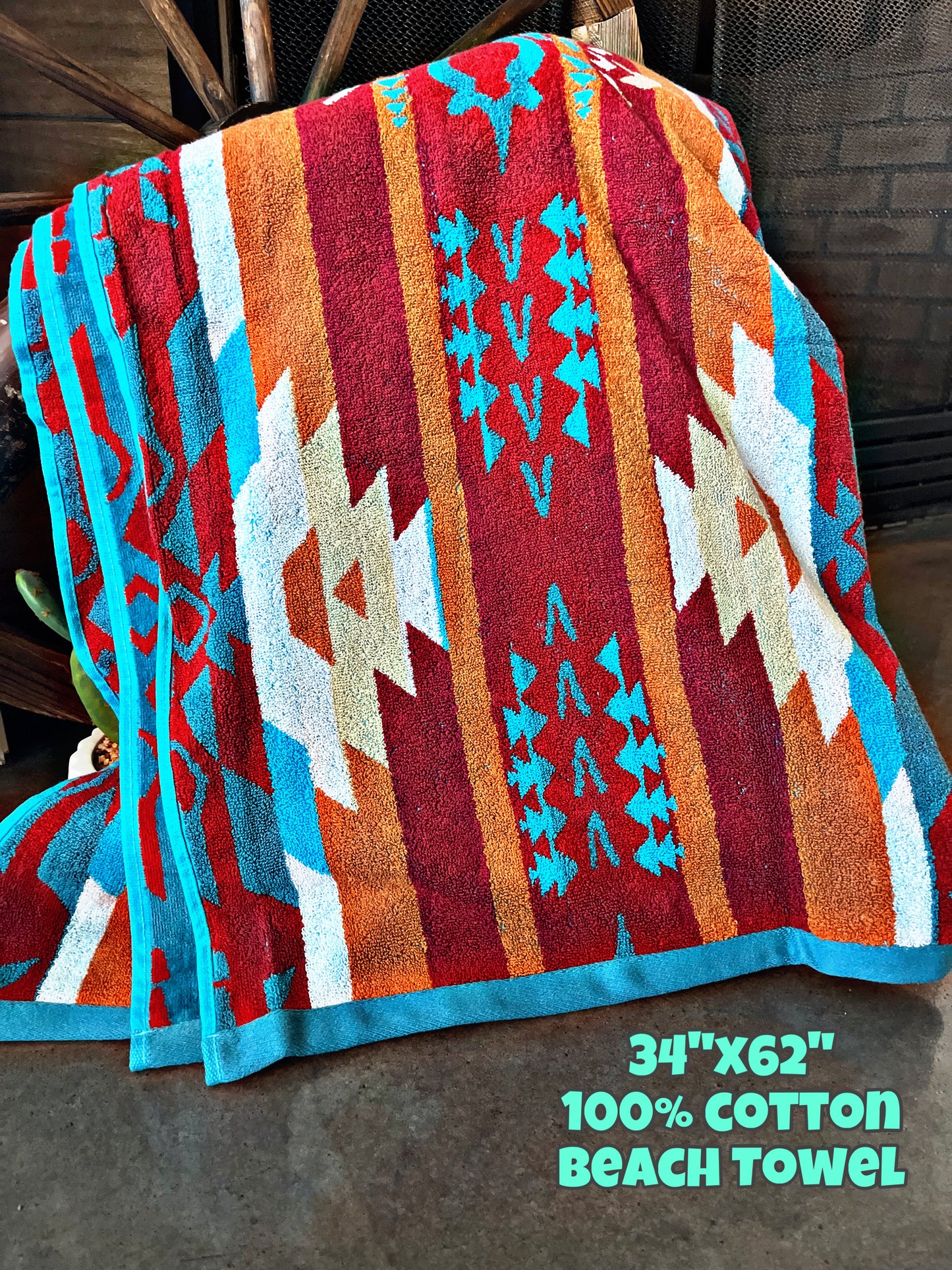 Blue/Red Aztec Towel