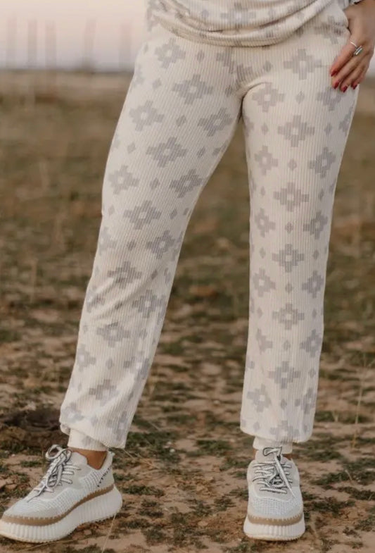 Cream Ribbed Joggers