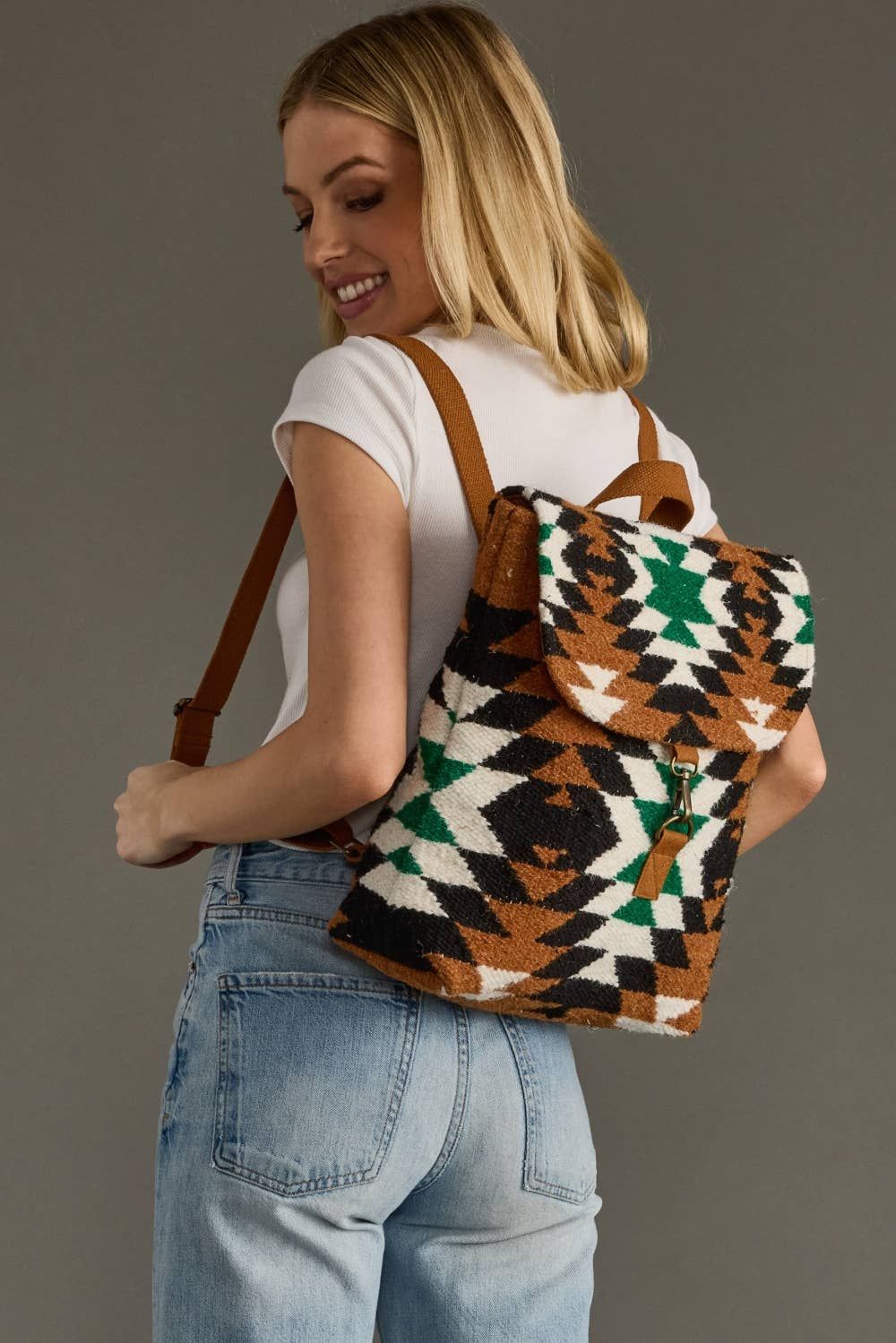 “Montana” - Brown, Black, Green & White Western Backpack