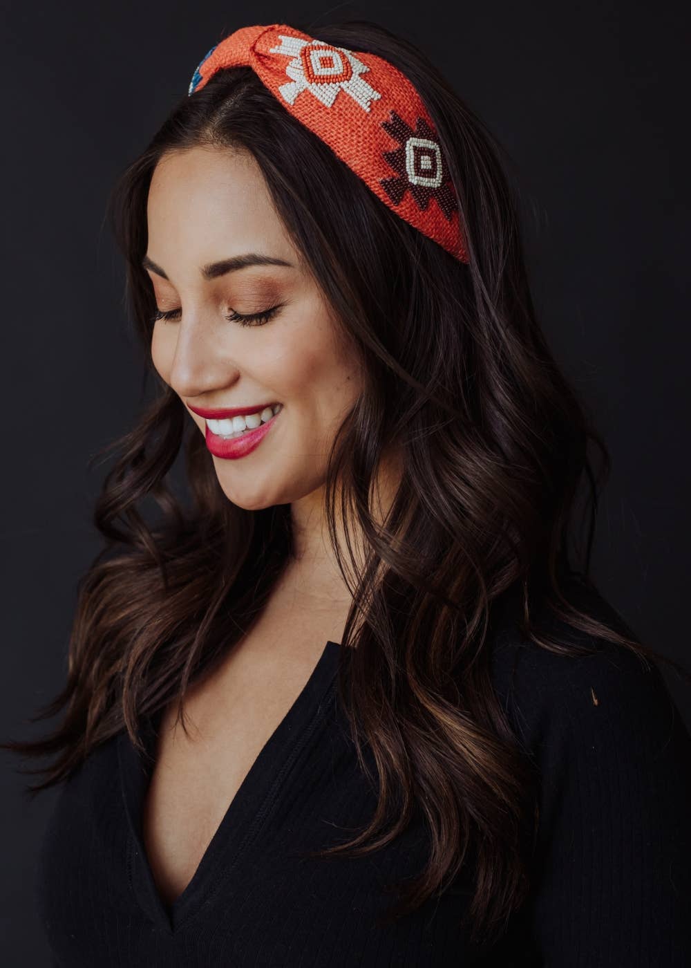 Orange Burlap Beaded Headband