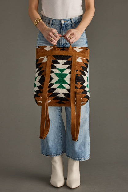 “Montana” - Brown, Black, Green & White Western Backpack