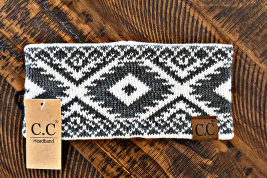 Light Gray Aztec Print Ear Warmer