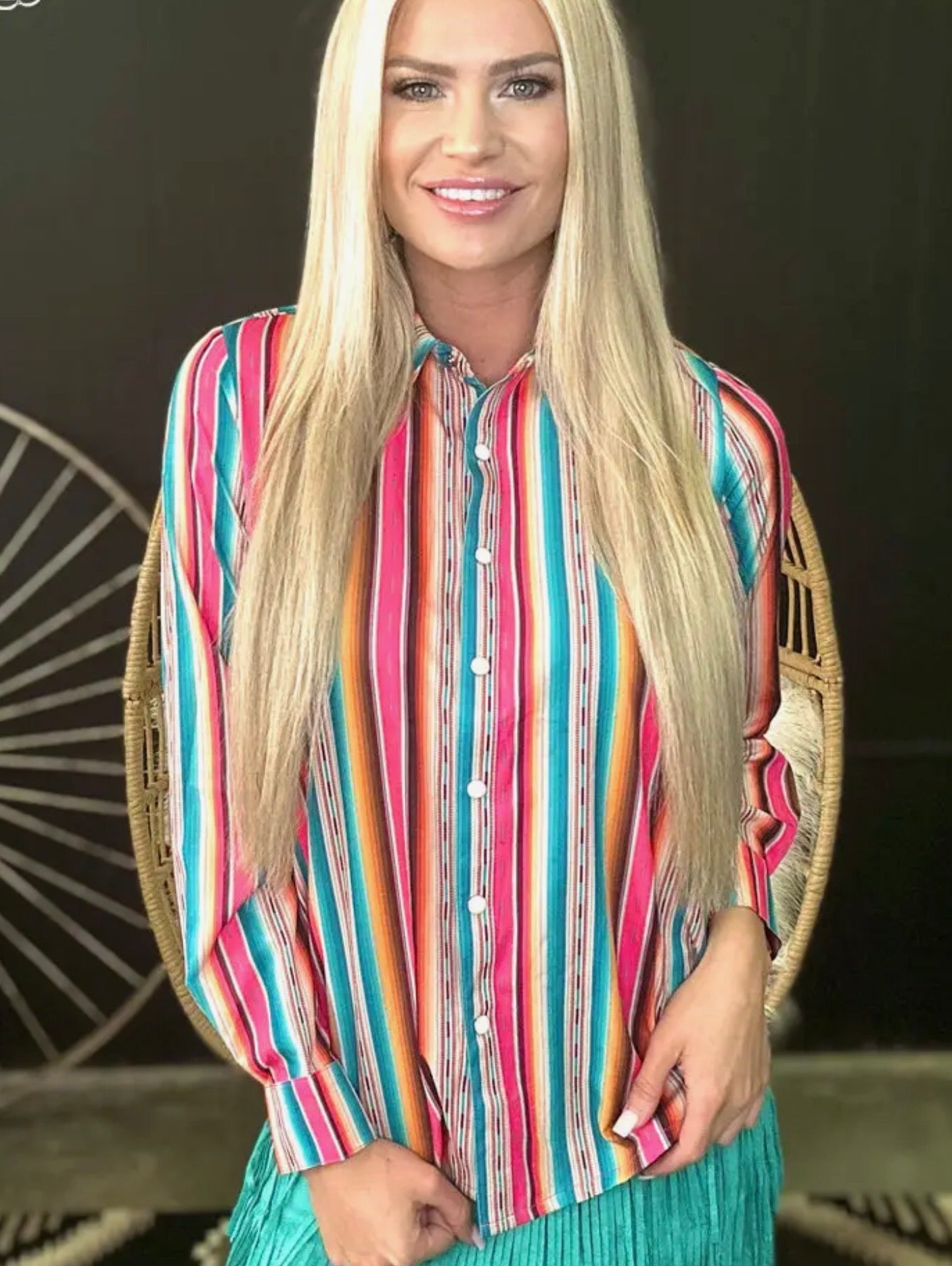 Serape Print Button Up Top