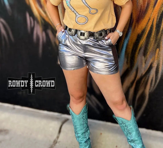 Silver Metallic Shorts
