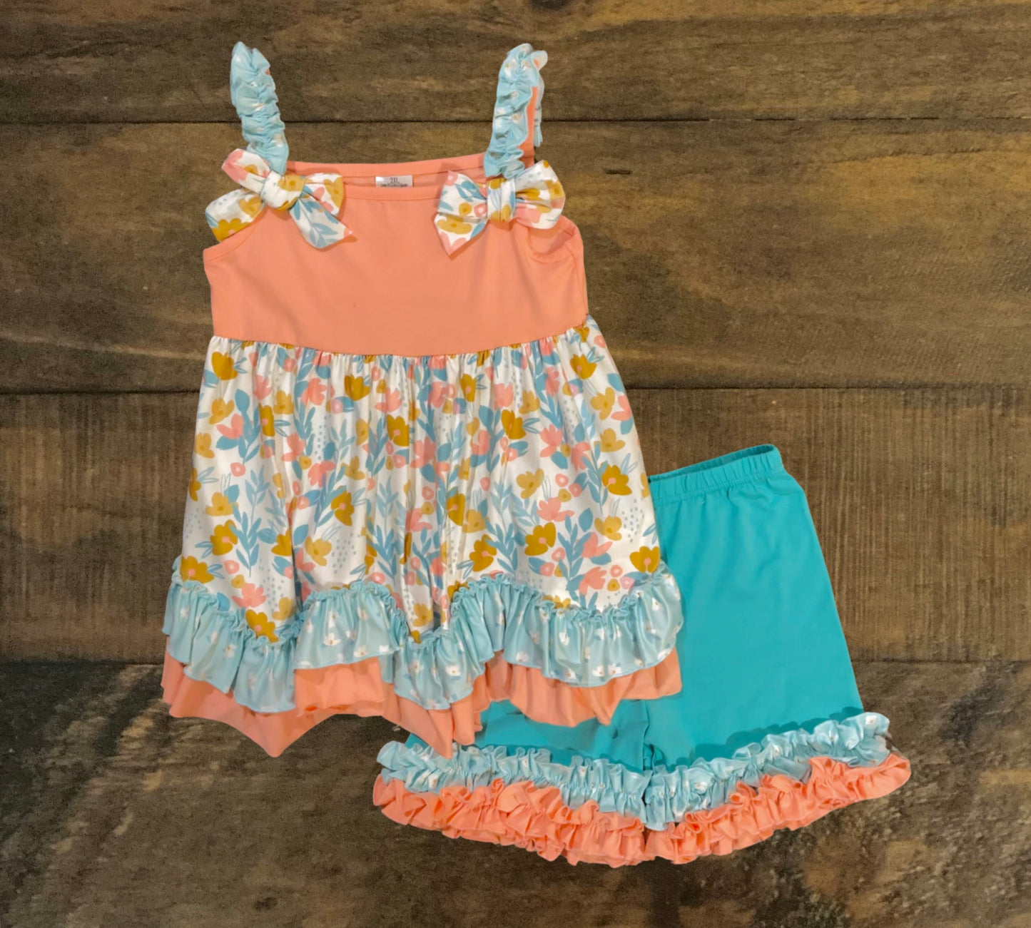 Peach Floral Tunic and Matching Shorts
