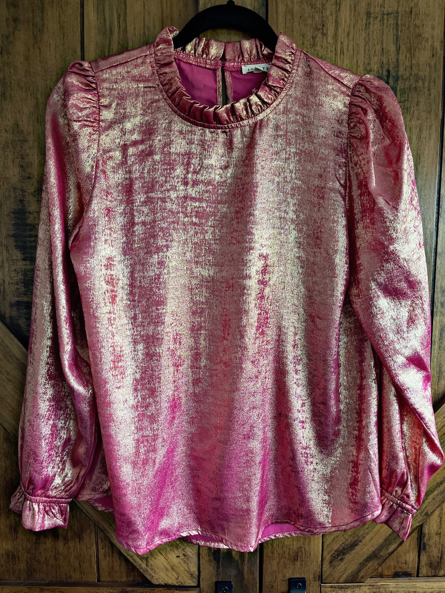 Pink Metallic Long Sleeve Top