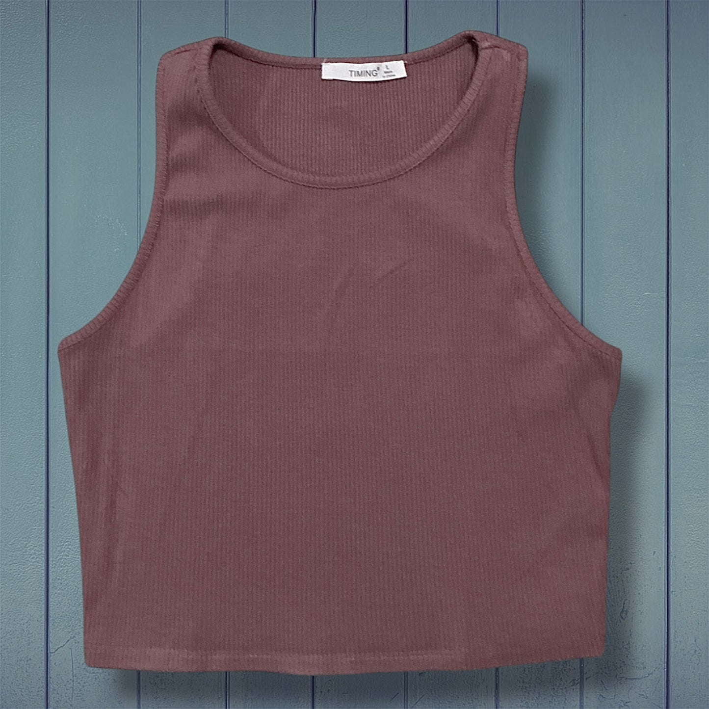 Dark Mauve Ribbed Crop