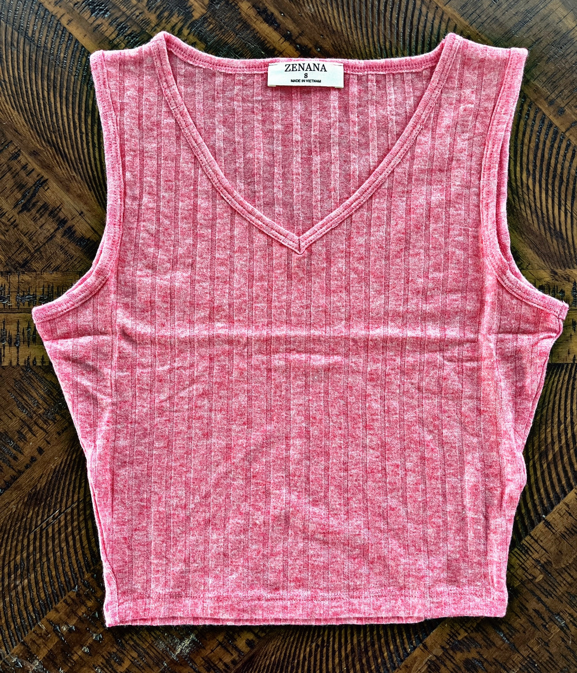 Pink Ribbed Zenana Crop