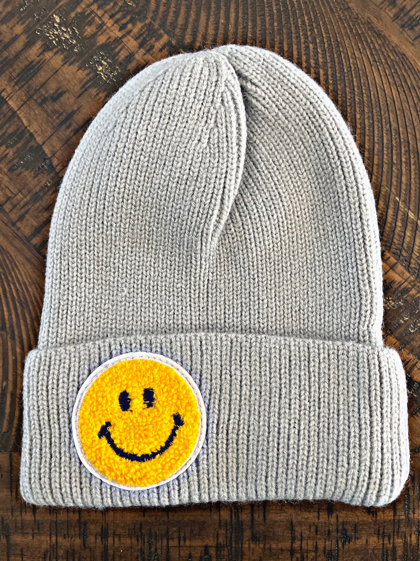 Grey Smiley Face Beanie