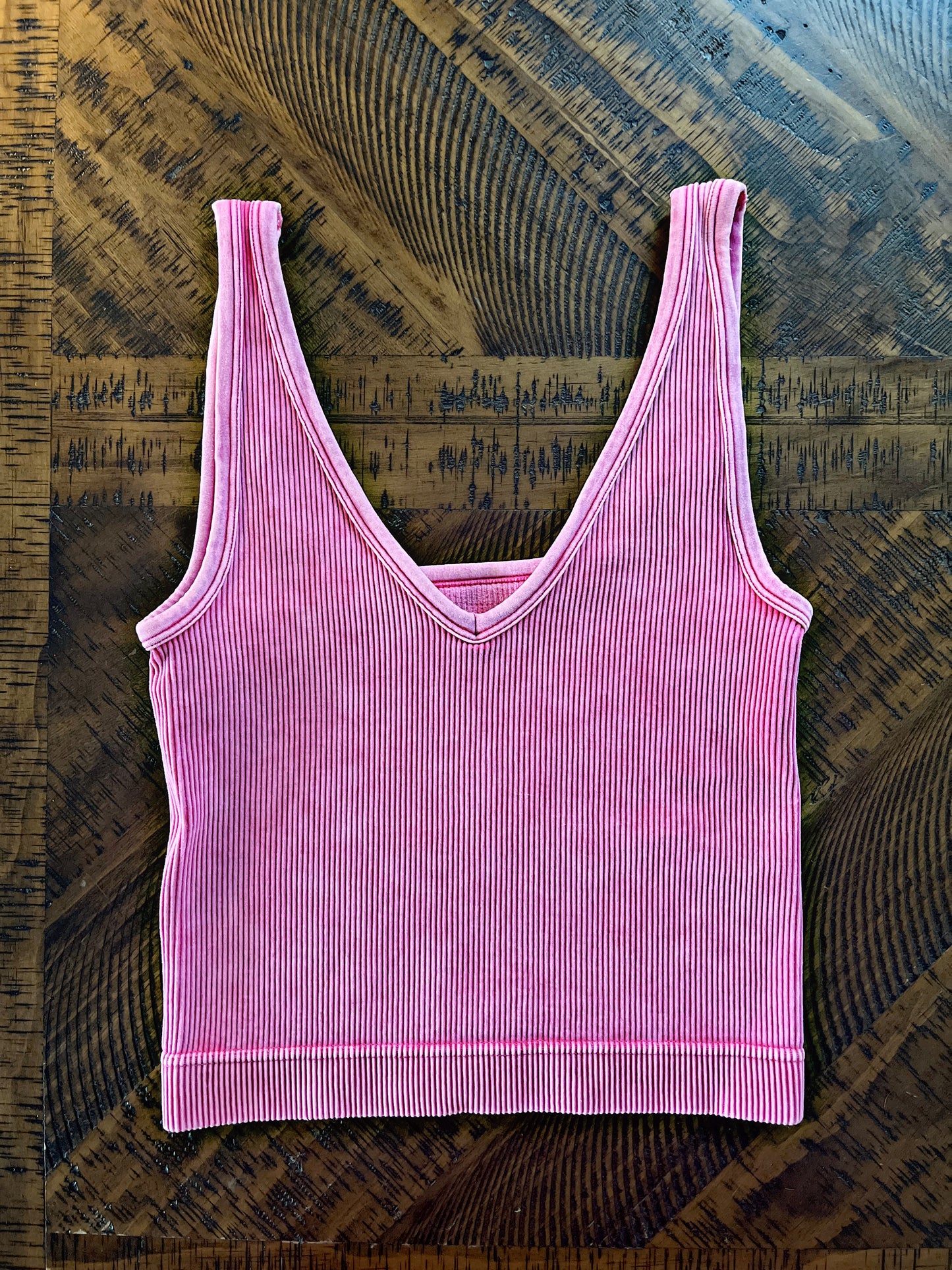 Pink Mineral Wash Ribbed Top