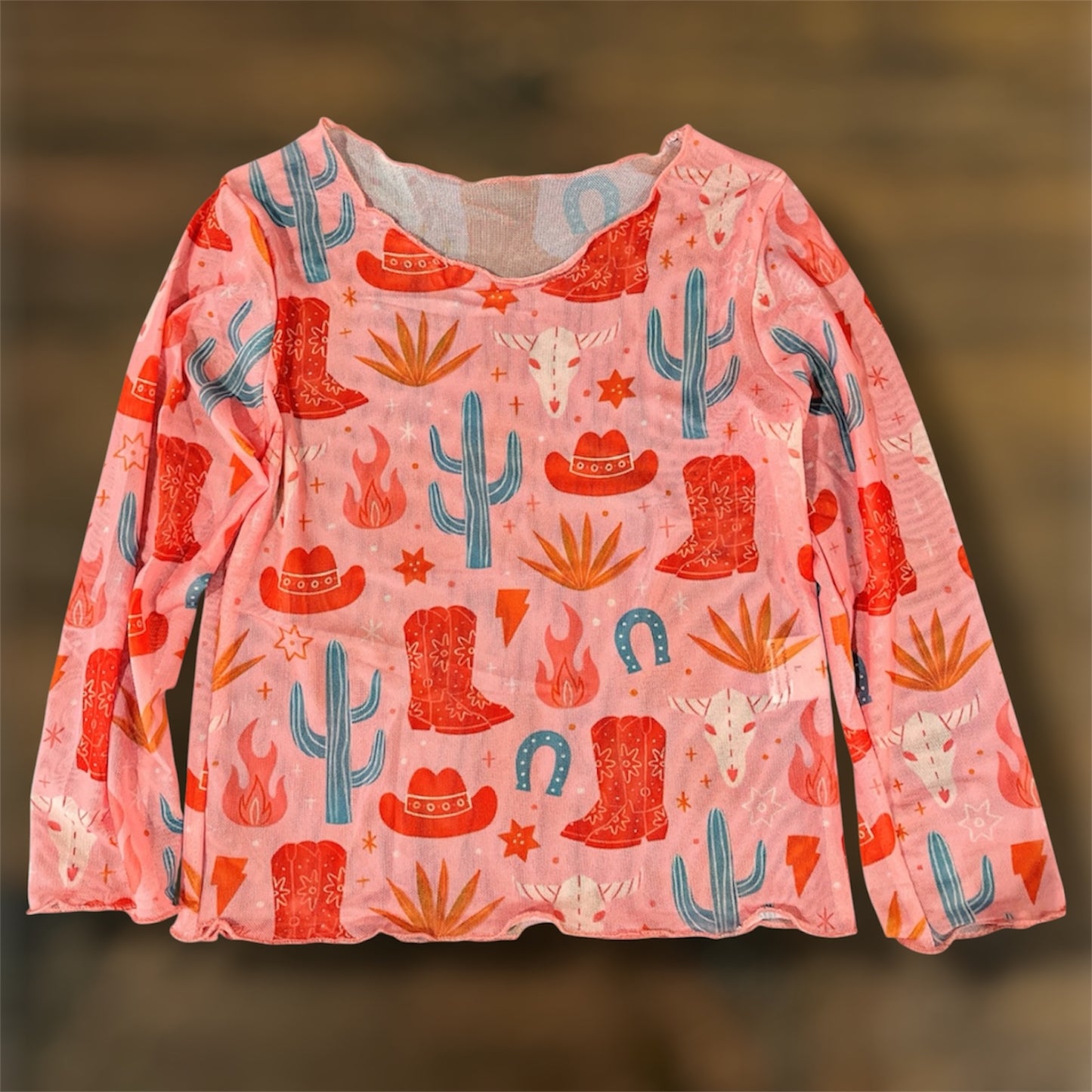 Little Girl’s Pink Cactus Western Mesh