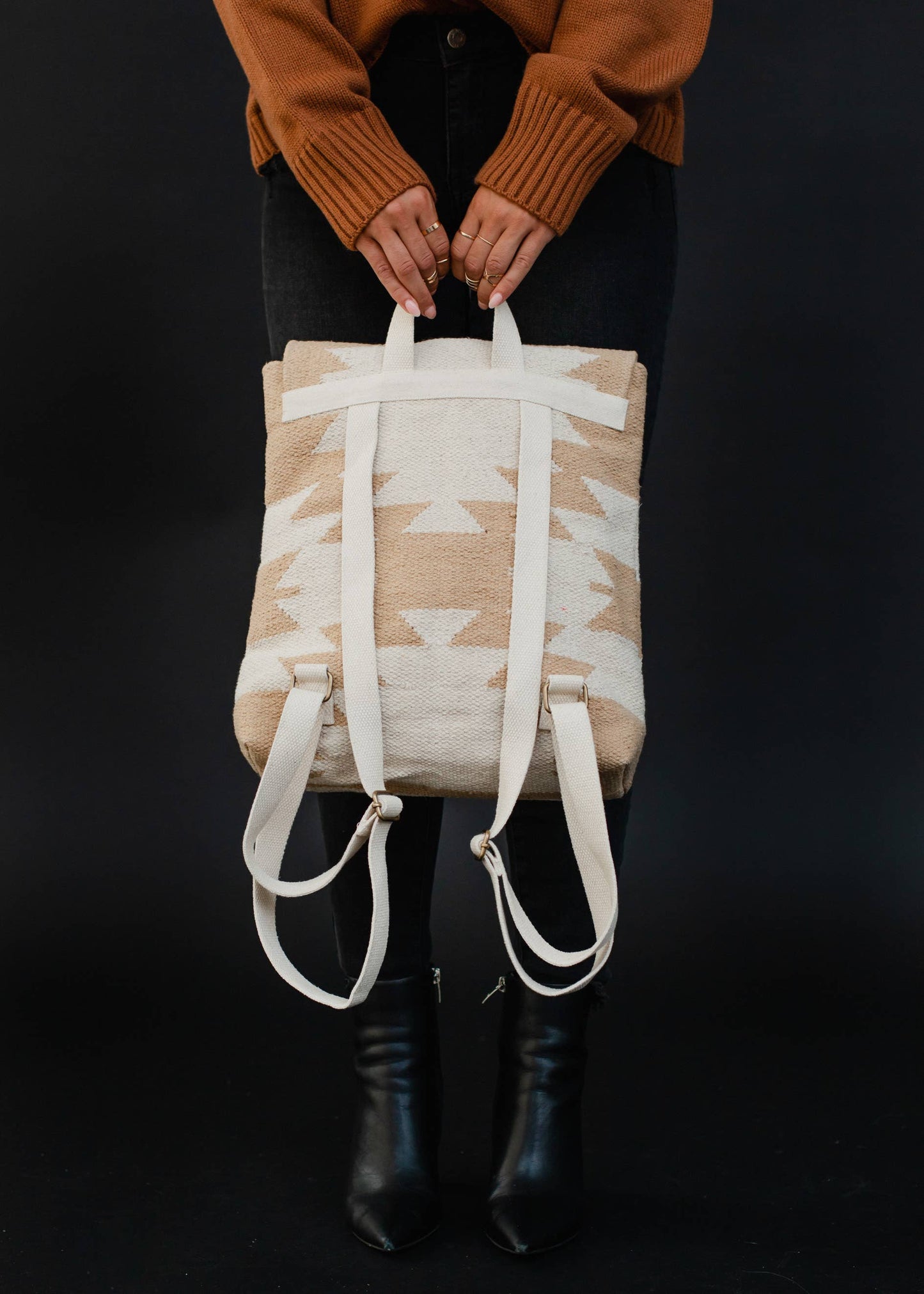“Arizona” - Tan & Cream Aztec Backpack