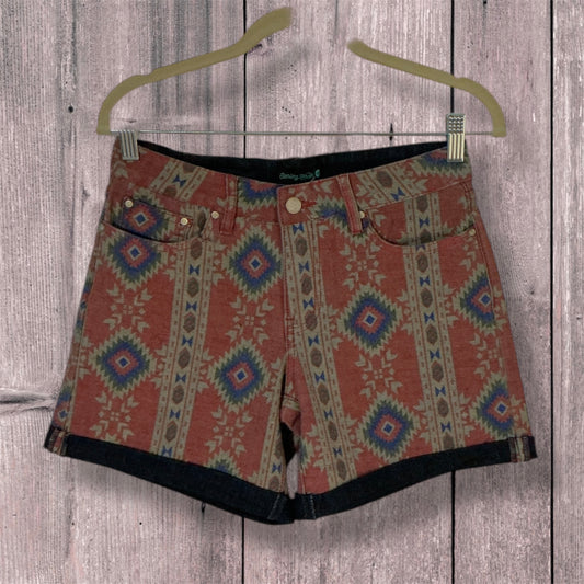 Rust and Teal Aztec Print Shorts