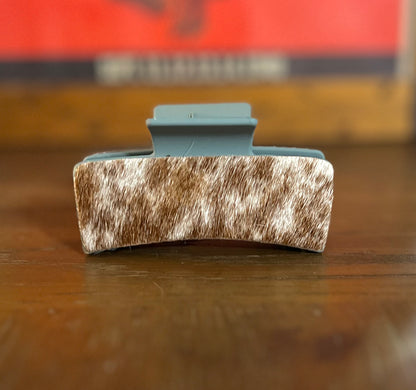 3.5” Myra Brand Hair Clips/Claws - Tooled Leather/Cowhide