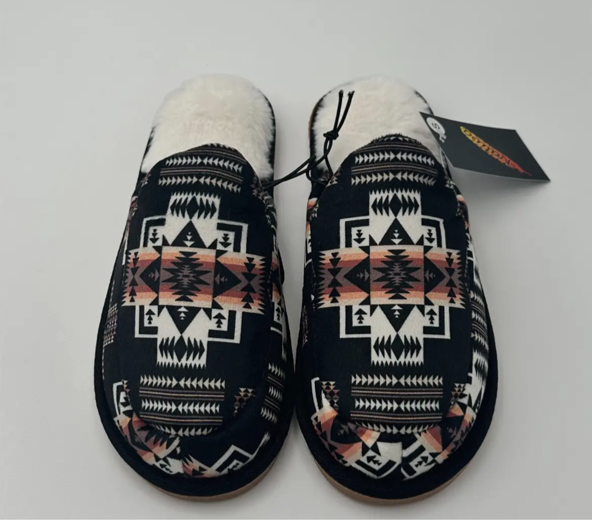 Black Southwest House Slippers