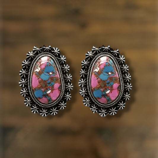 Cotton Candy Oval Earrings