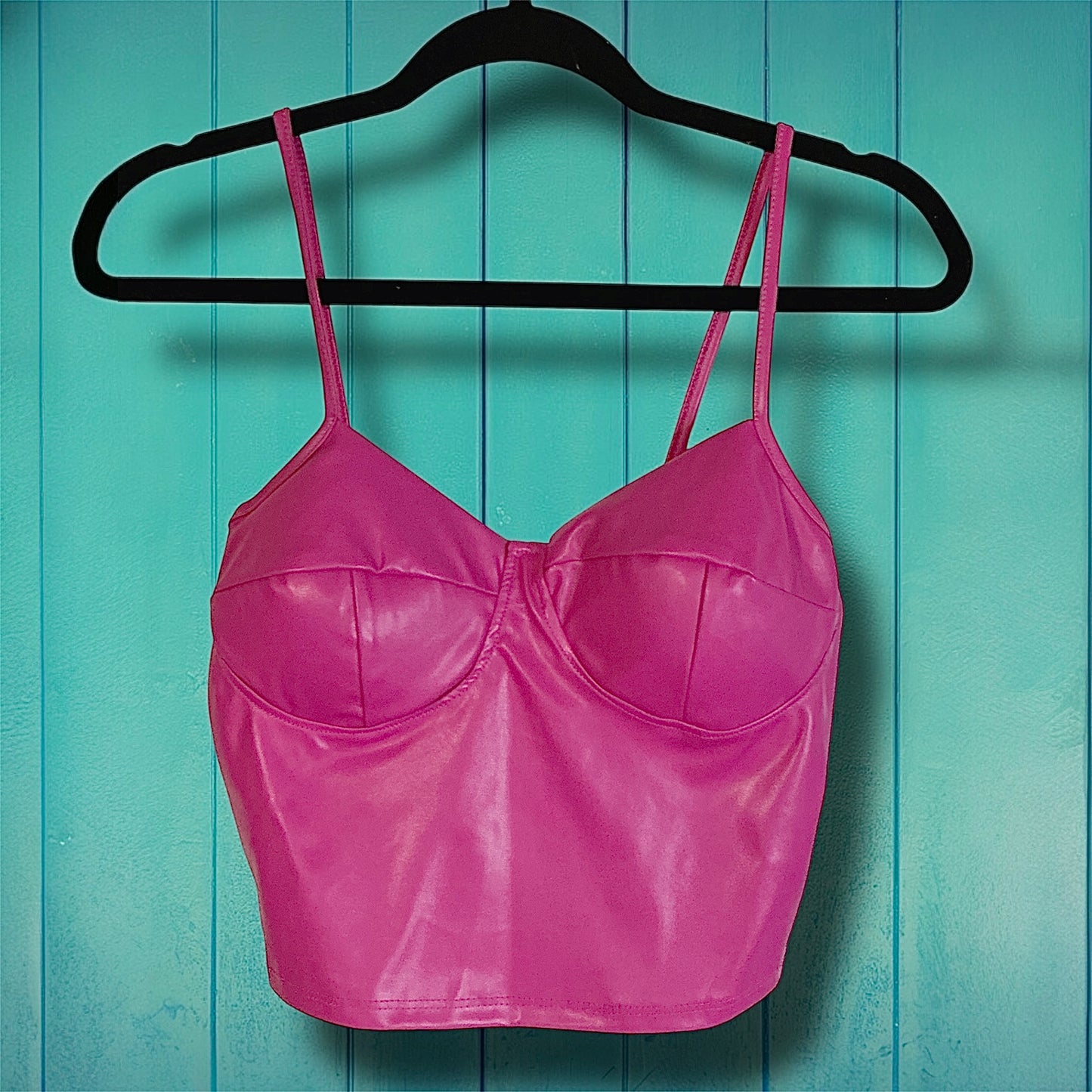 Pink Faux Leather Crop Top