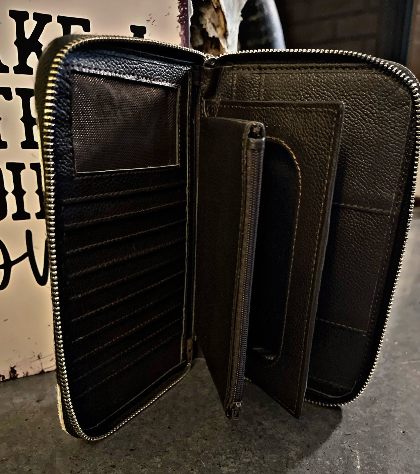 Cowhide Zippered Wallet