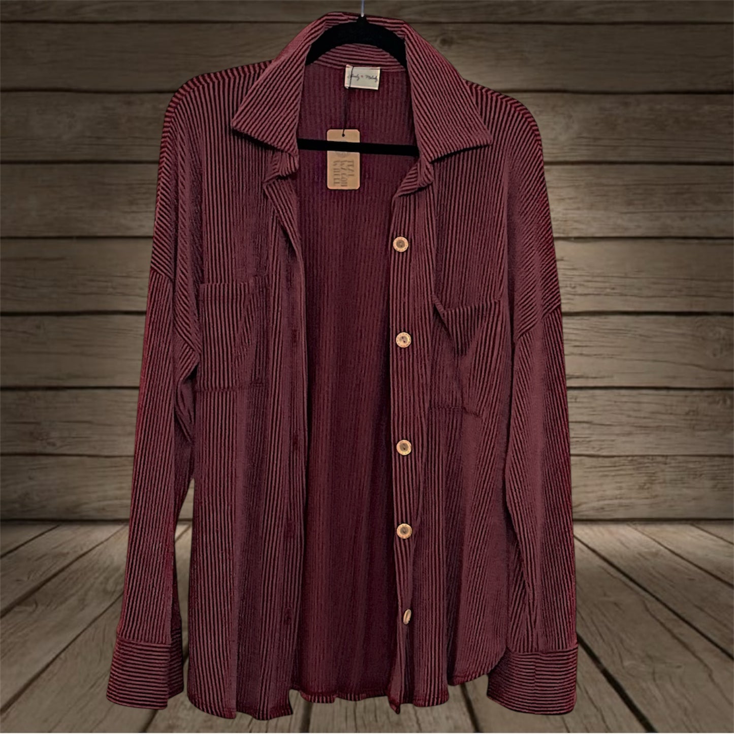 Burgundy Ribbed Shacket