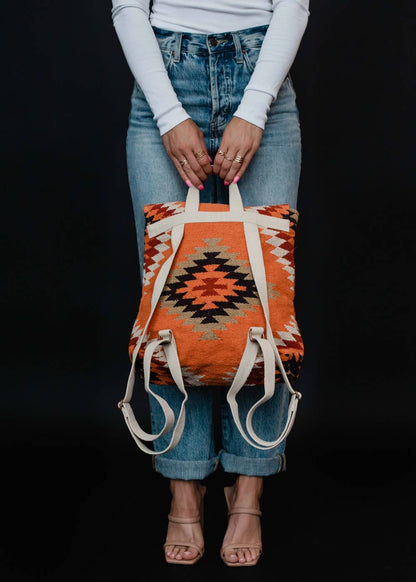 “Alabama” - Orange, White & Red Aztec Backpack