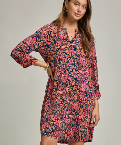 Pink Floral A Line Dress w Pockets