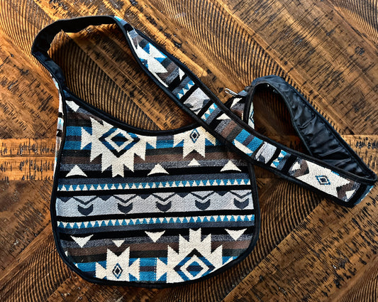 Large Moon Shaped Messenger Bag with Southwest Prints