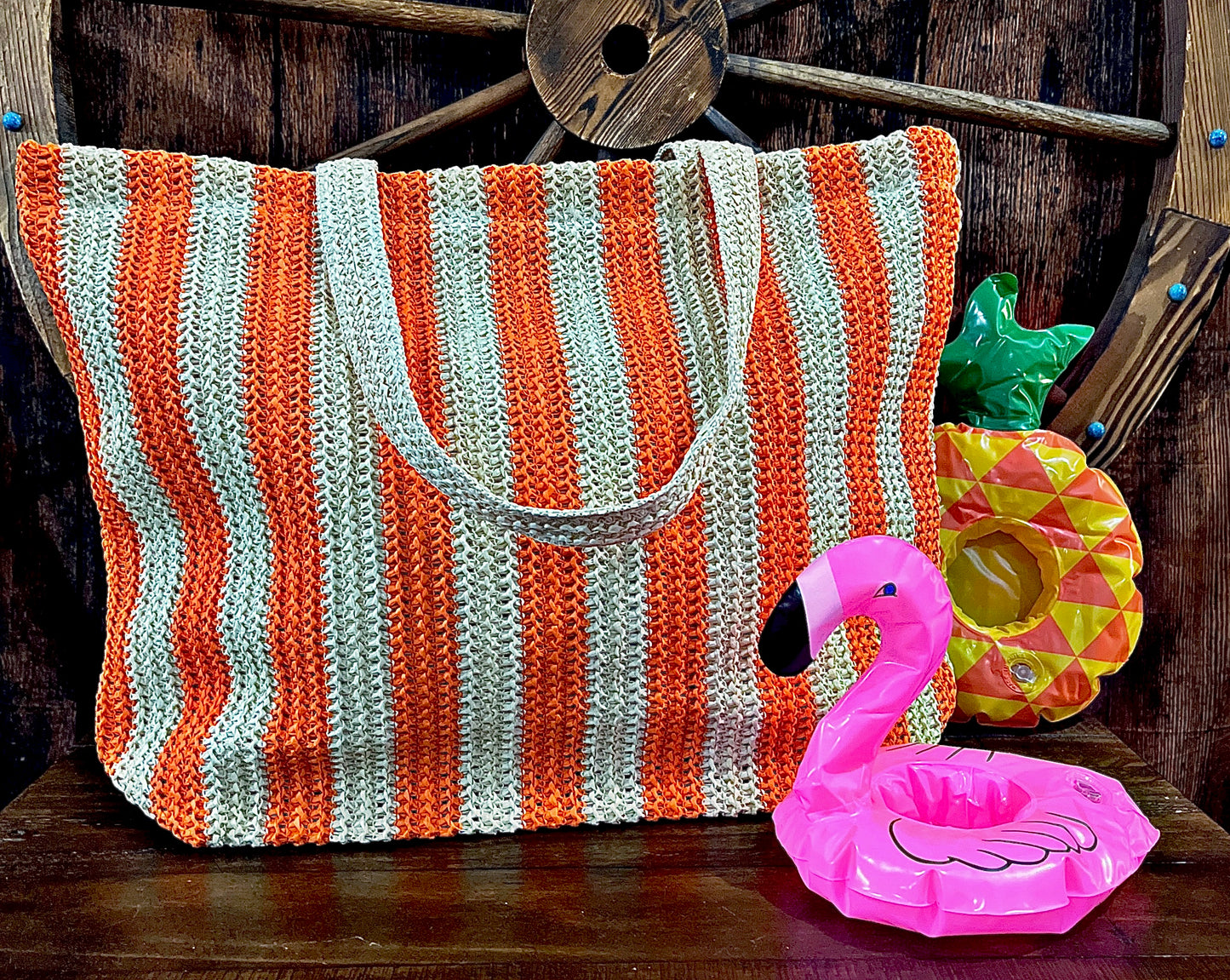 Orange Striped Beach Tote