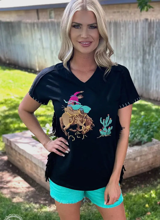 Black Fringe Cowboy Shirt