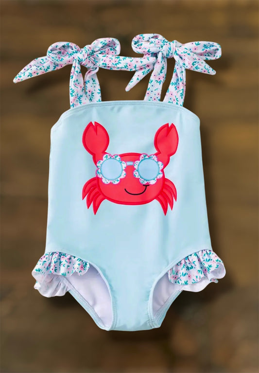 Little Girl’s Striped Crab Swimsuit