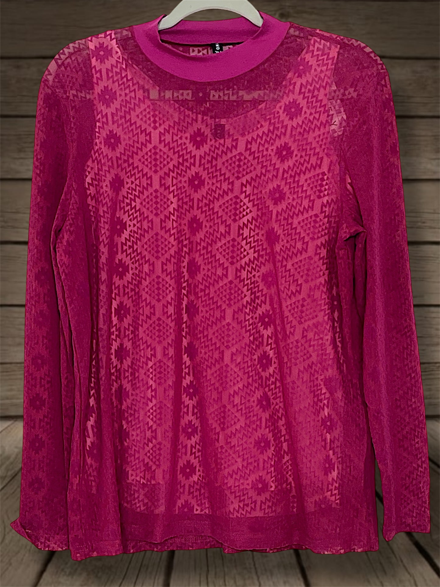 Pink Aztec Mesh Top with Under Shirt