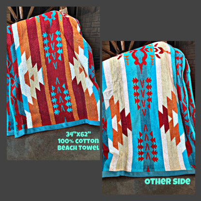 Blue/Red Aztec Towel