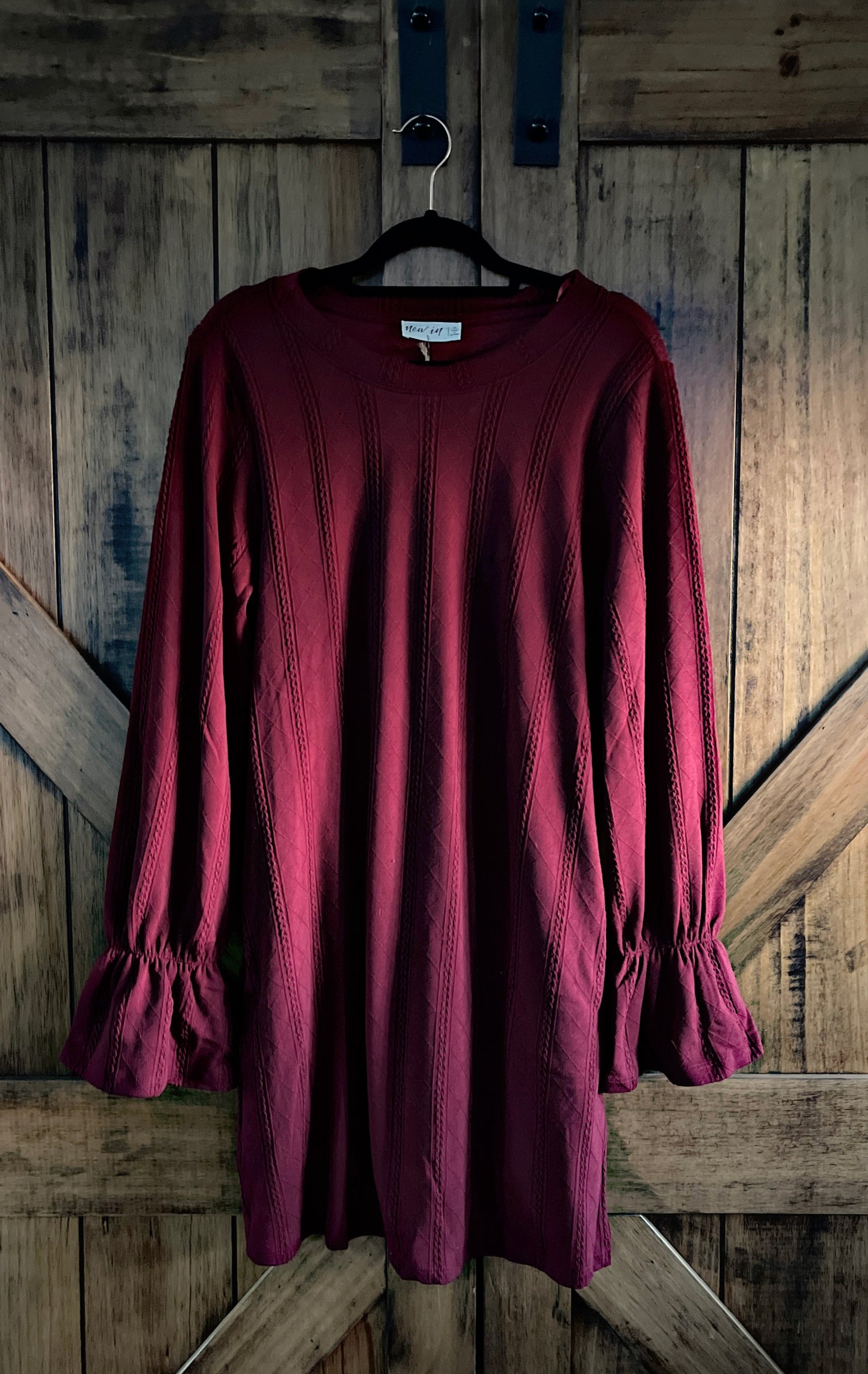 Wine Cable Sweater Dress