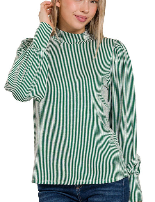 Green Ribbed L/S Top