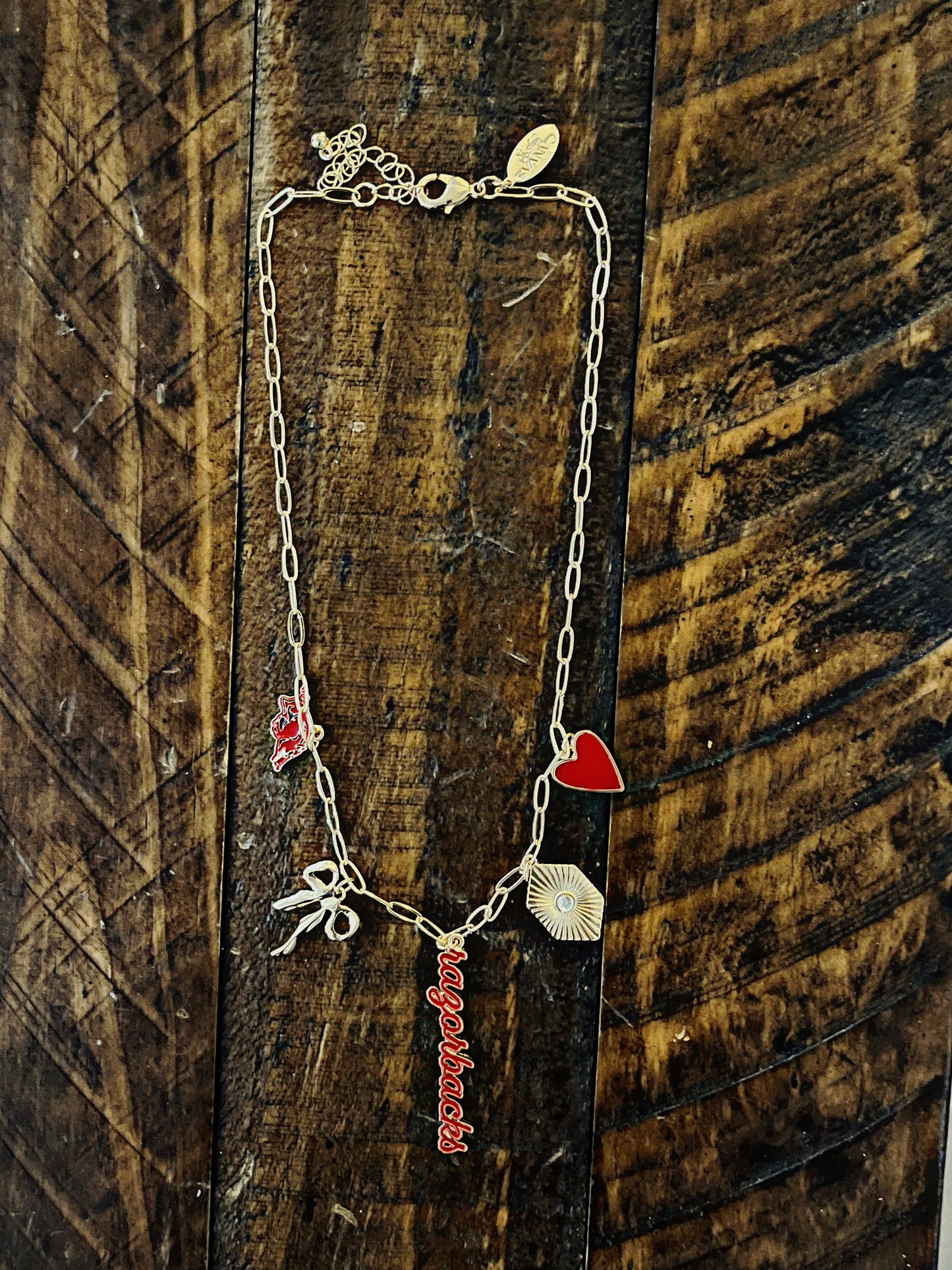 Arkansas Razorback Paper Clip Charm Necklace