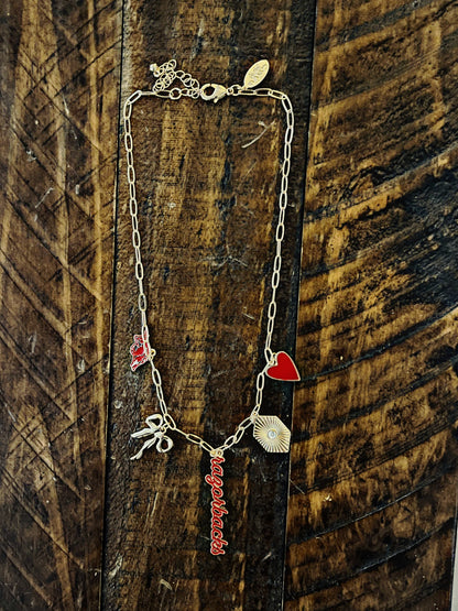 Arkansas Razorback Paper Clip Charm Necklace