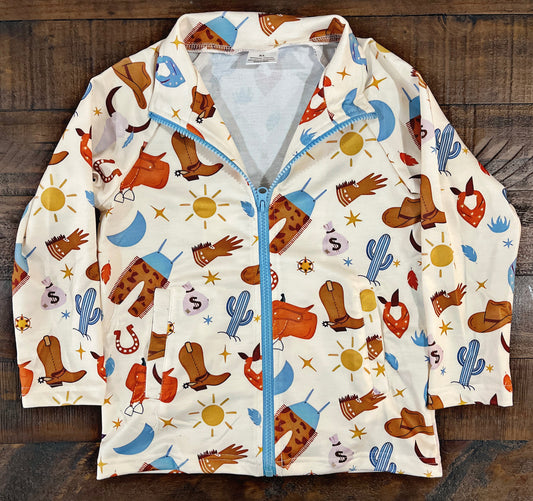 Boys Western Print Zip Up Jacket