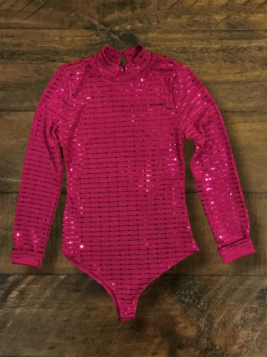 Pink Sequin Bodysuit