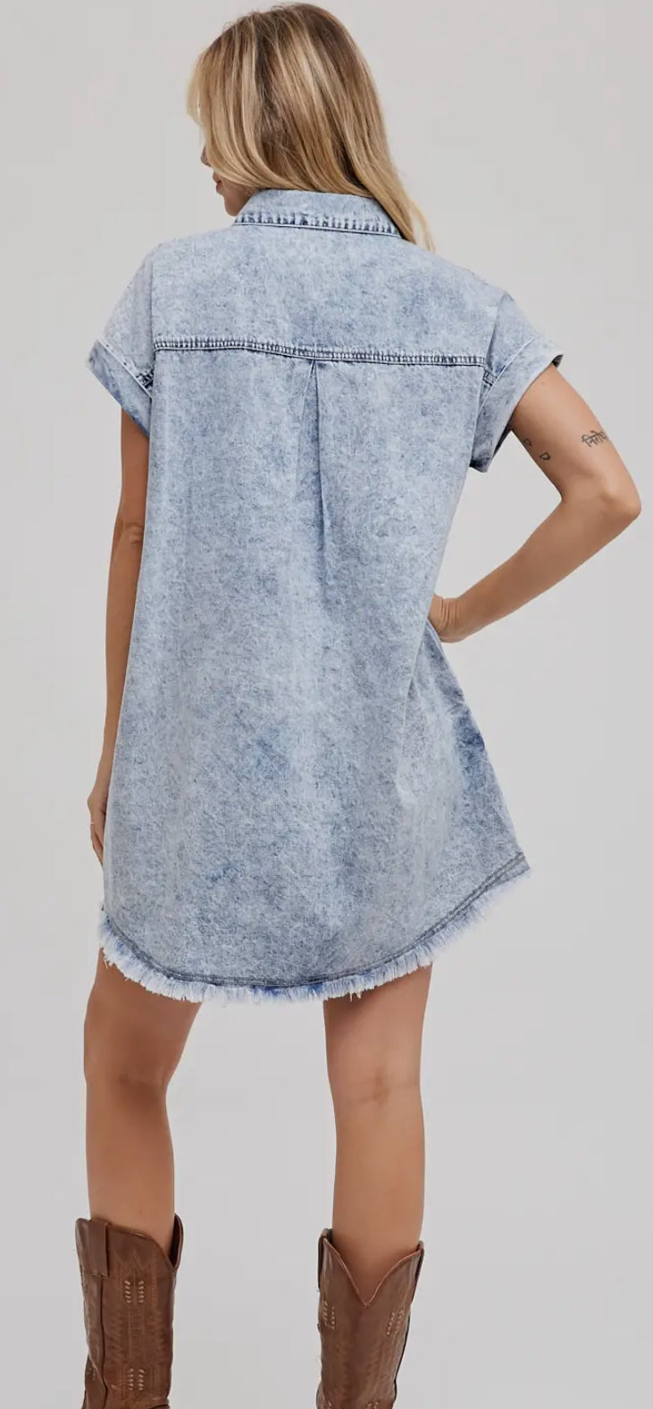 Light Wash Denim Shirt Dress