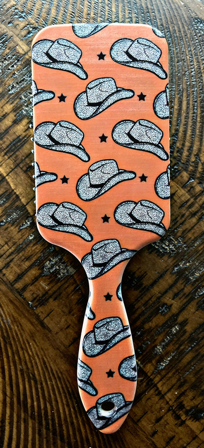 Western Print Paddle Hair Brushes