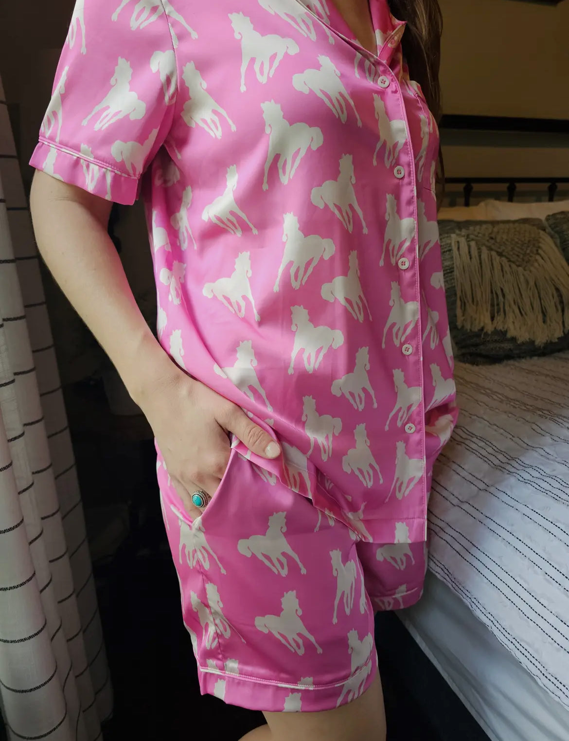 Pink Satin Horse Pajamas