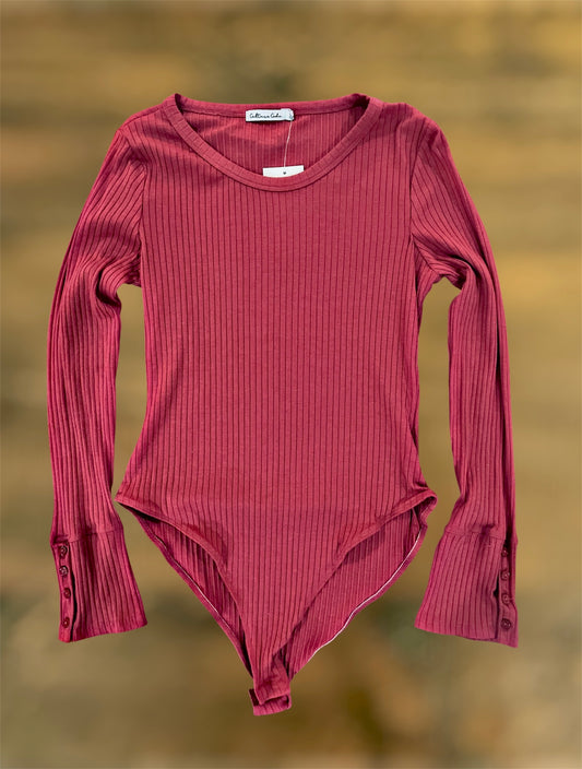 Berry Ribbed Bodysuit