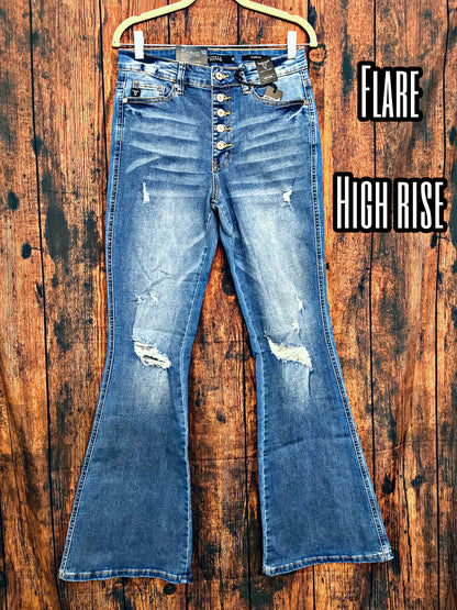 Lucky and Blessed Five Button Flare Jeans
