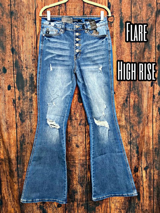 Lucky and Blessed Five Button Flare Jeans