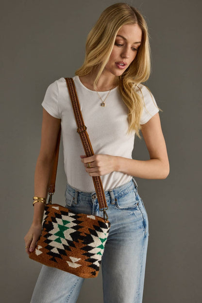 “Montana” - Brown, Black, Green & White Western Crossbody