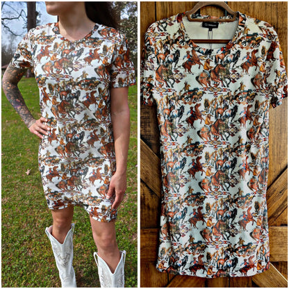 Ivory Cowboy Mesh Dress