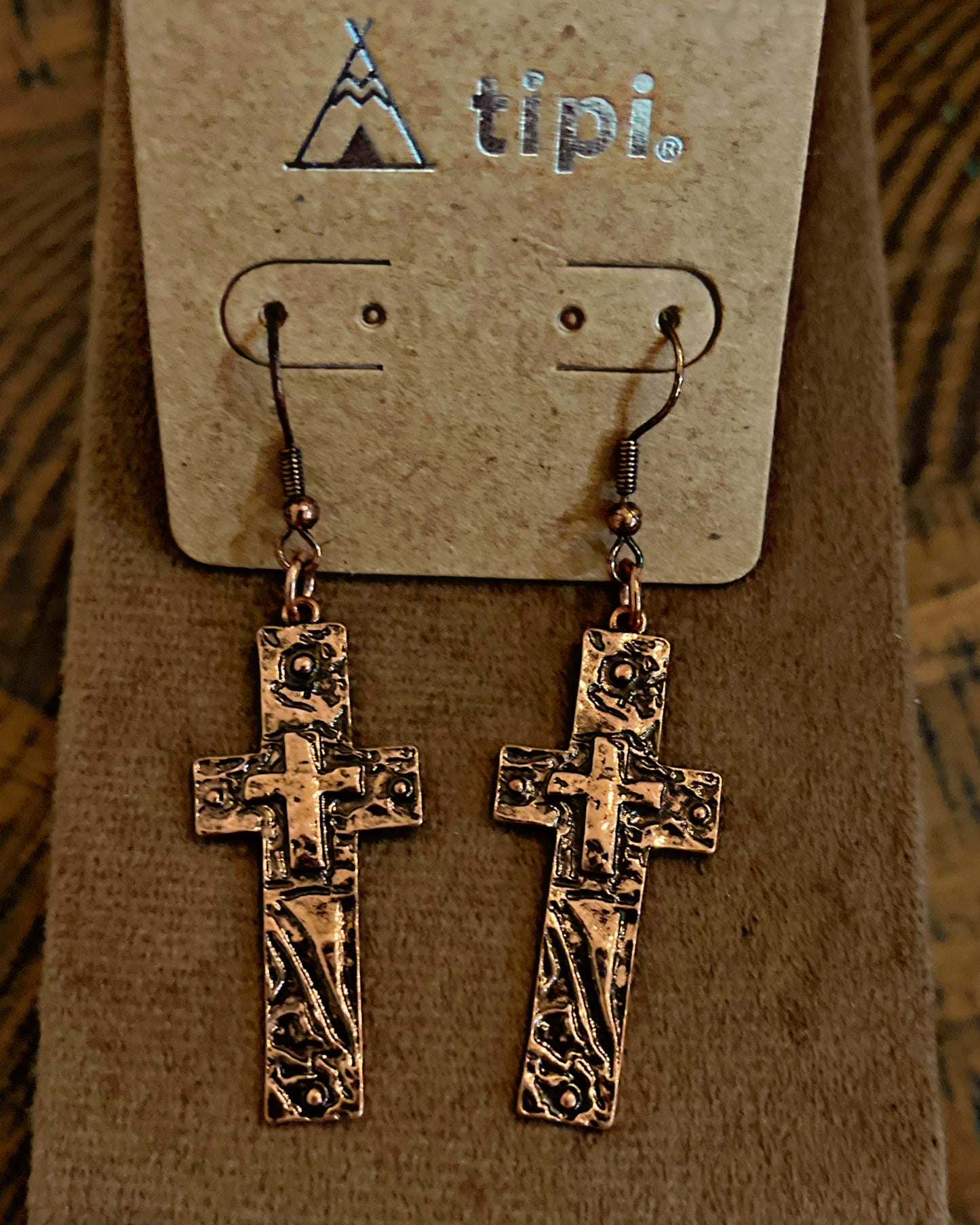 Copper Cross Earrings