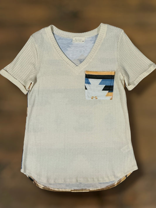 Vanilla/Aztec Waffle Top