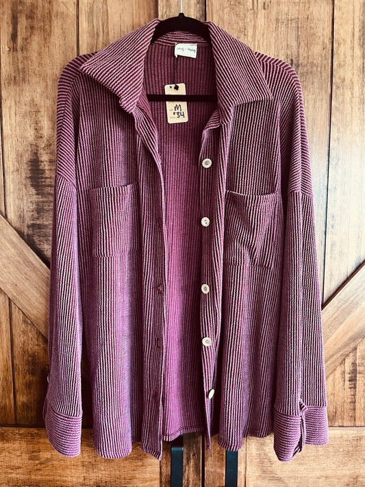 Burgundy Ribbed Shacket