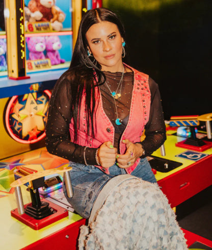 Pink Denim Vest